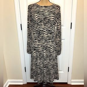 LOFT Animal Print Long Sleeve Dress with cutout back size 4